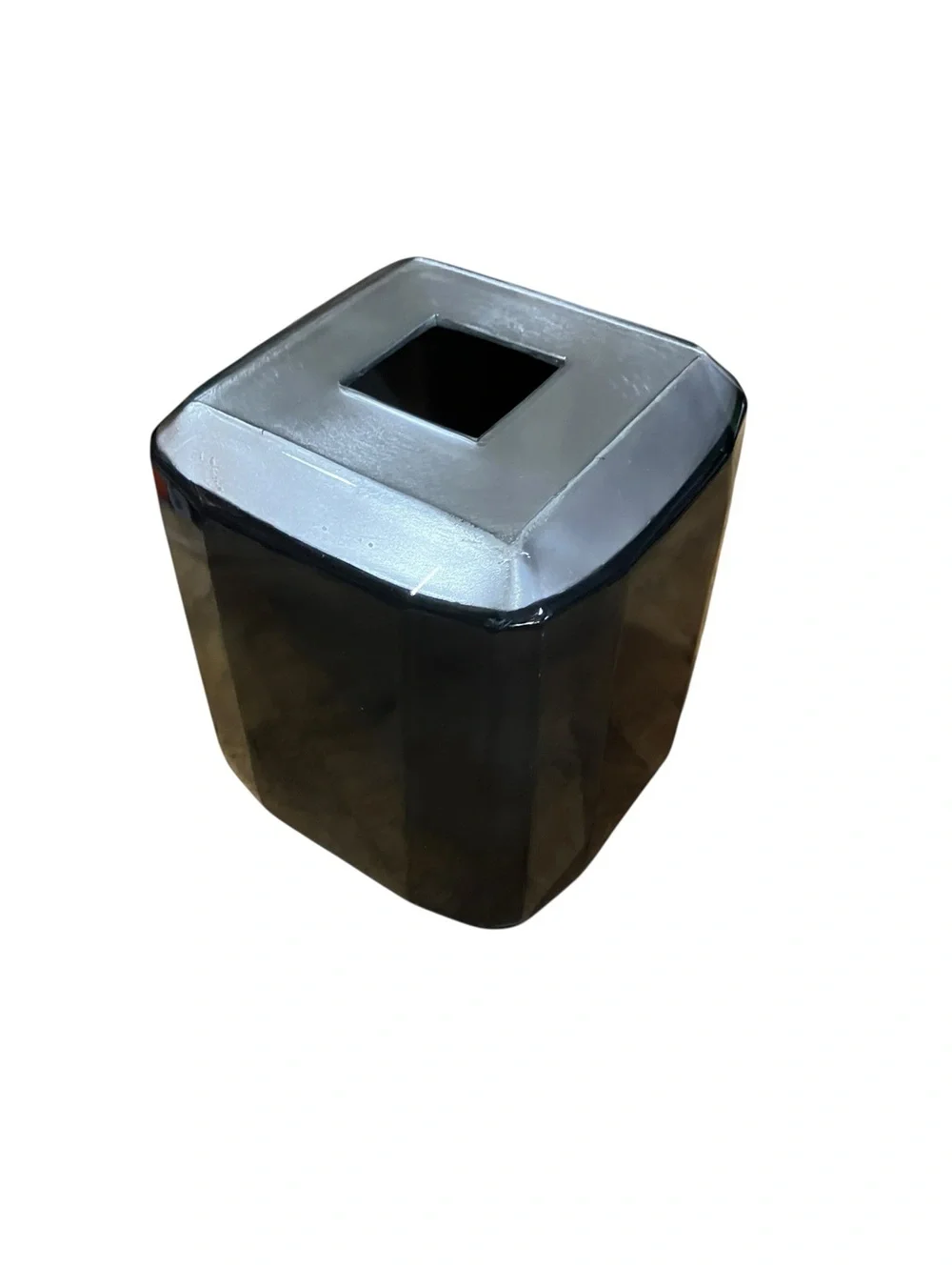 Croscill Home Barron Tissue Box Cover Silver Gray Charcoal Black